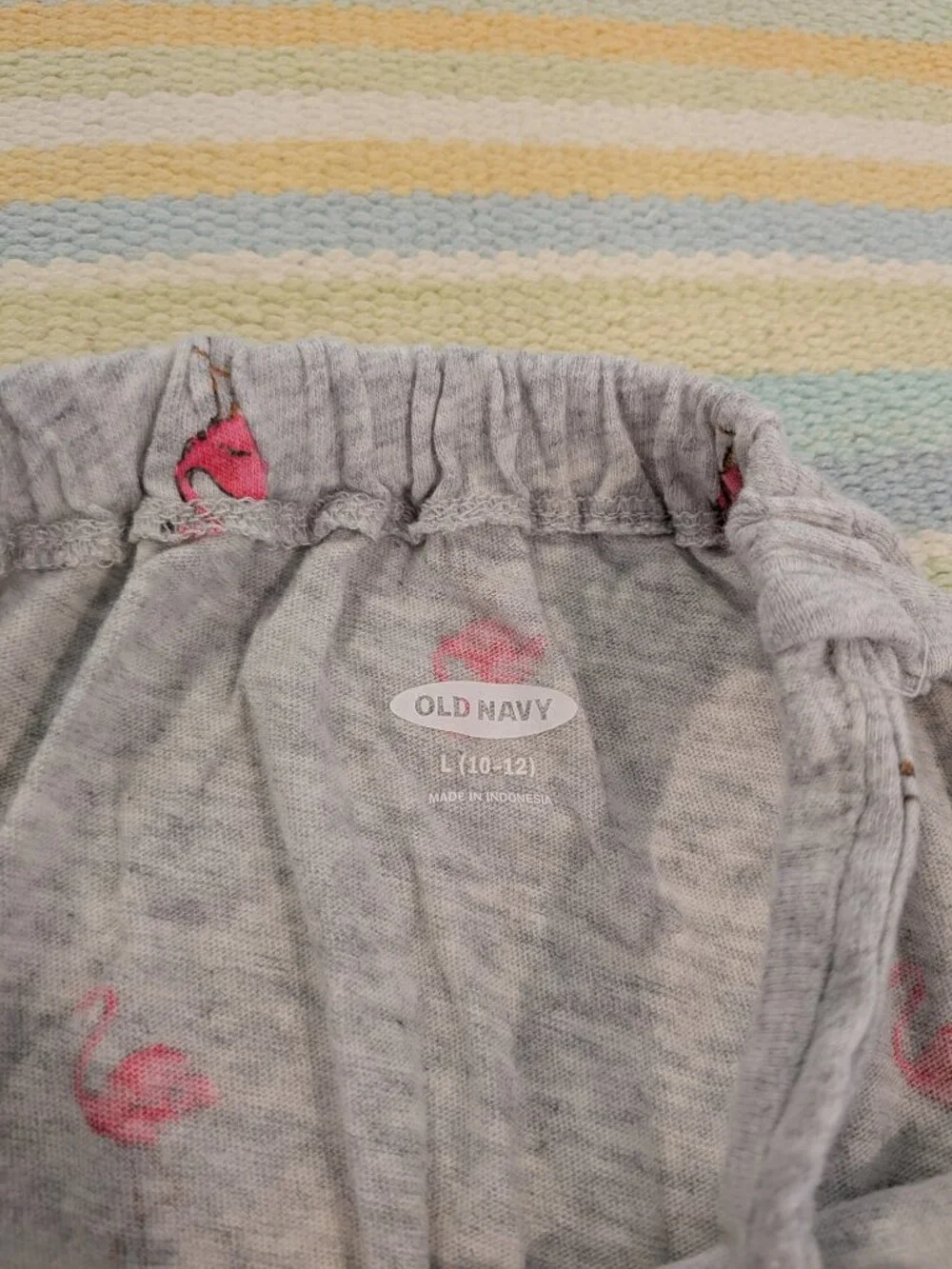 ⭐ Girl's Old Navy gray flamingo Romper Large 10-12